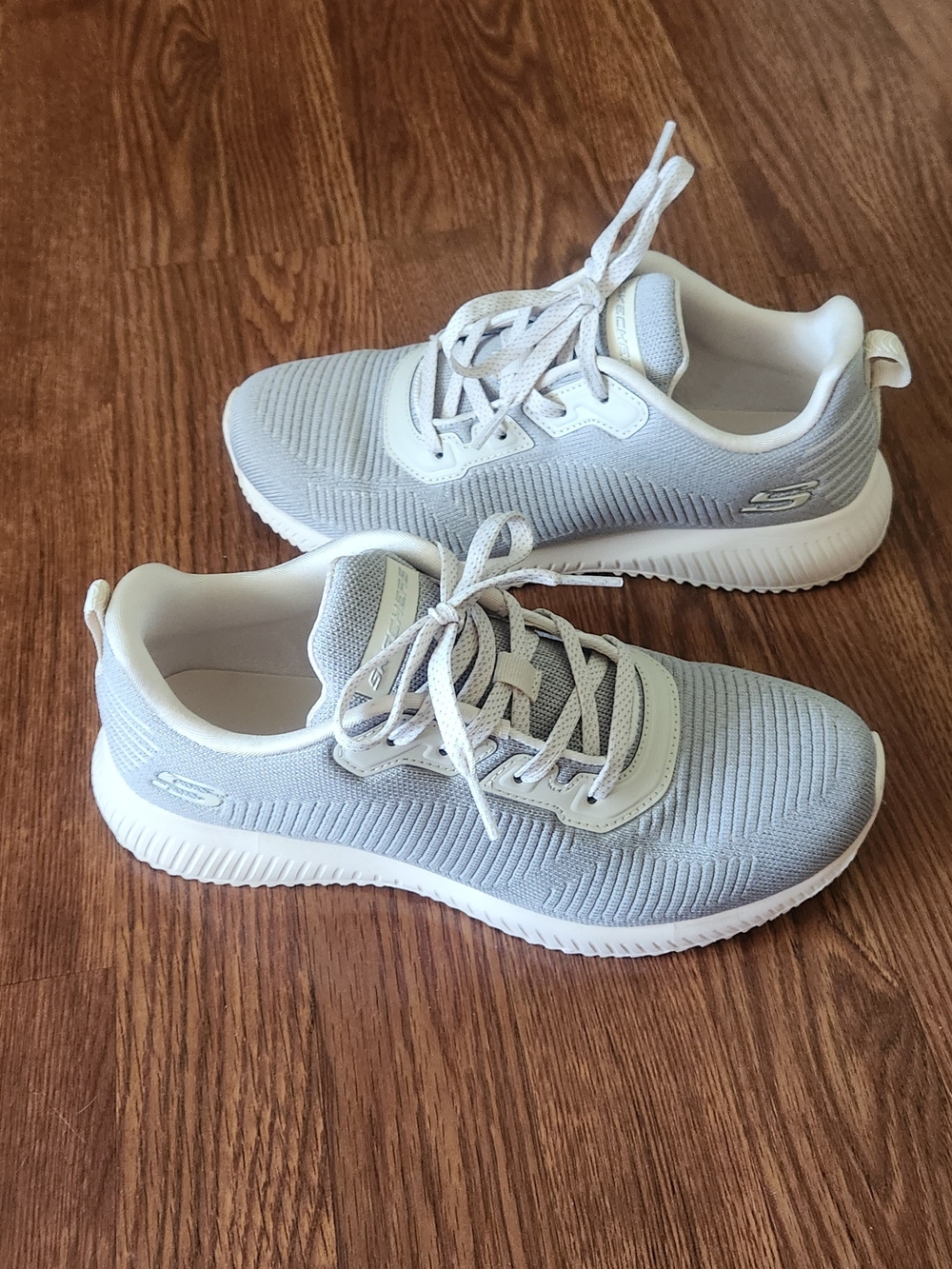 Skechers Light Gray Knit Lace-Up Sneakers